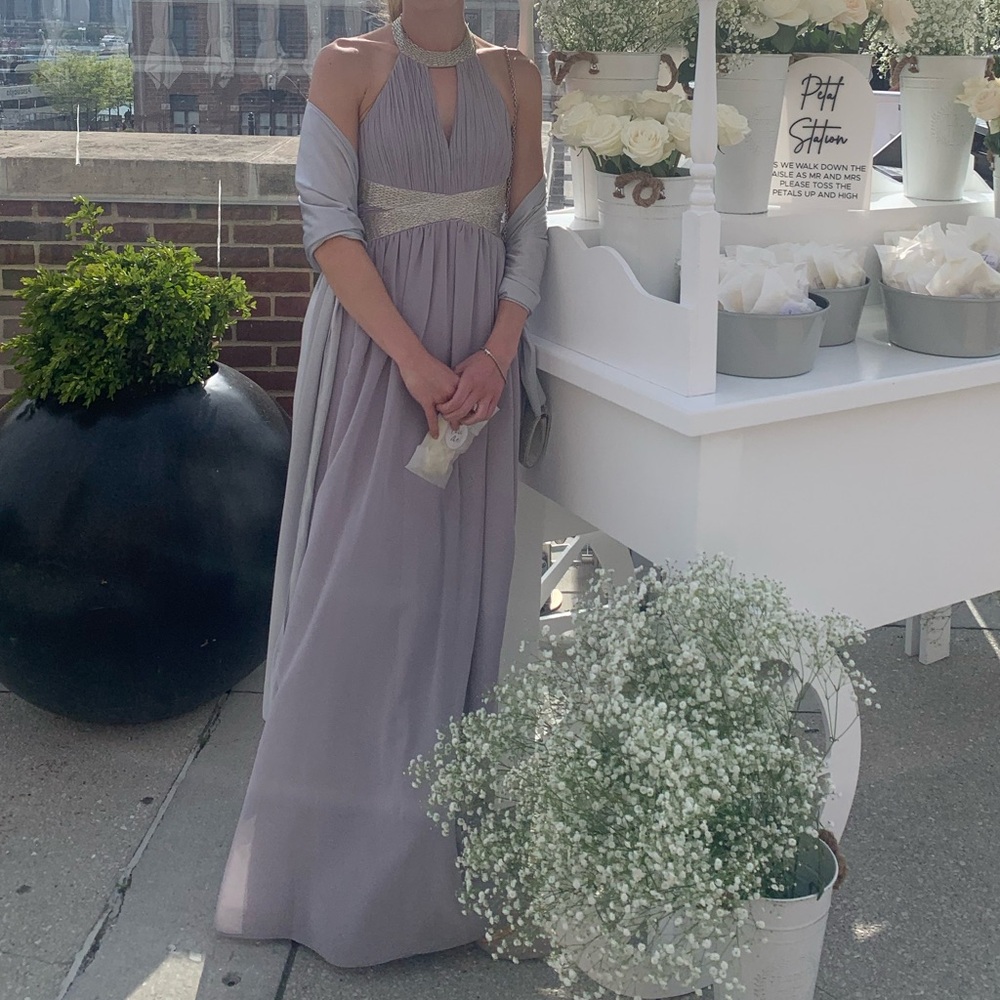 Elegant Grey/Lavendar Evening Gown